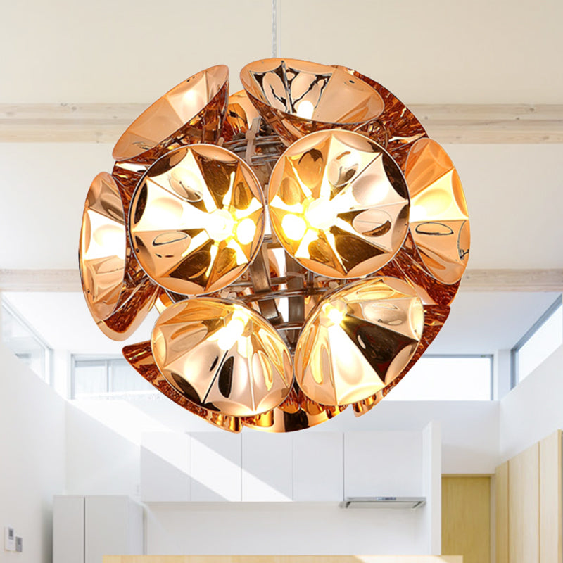 Modern Metal Chrome/Gold Led Ball Pendant Light Fixture - White/Warm 7/11 Dia