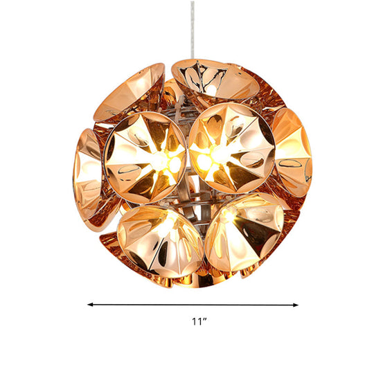 Modern Ball Pendant Light In Chrome/Gold With Led White/Warm 7’/11’ Dia