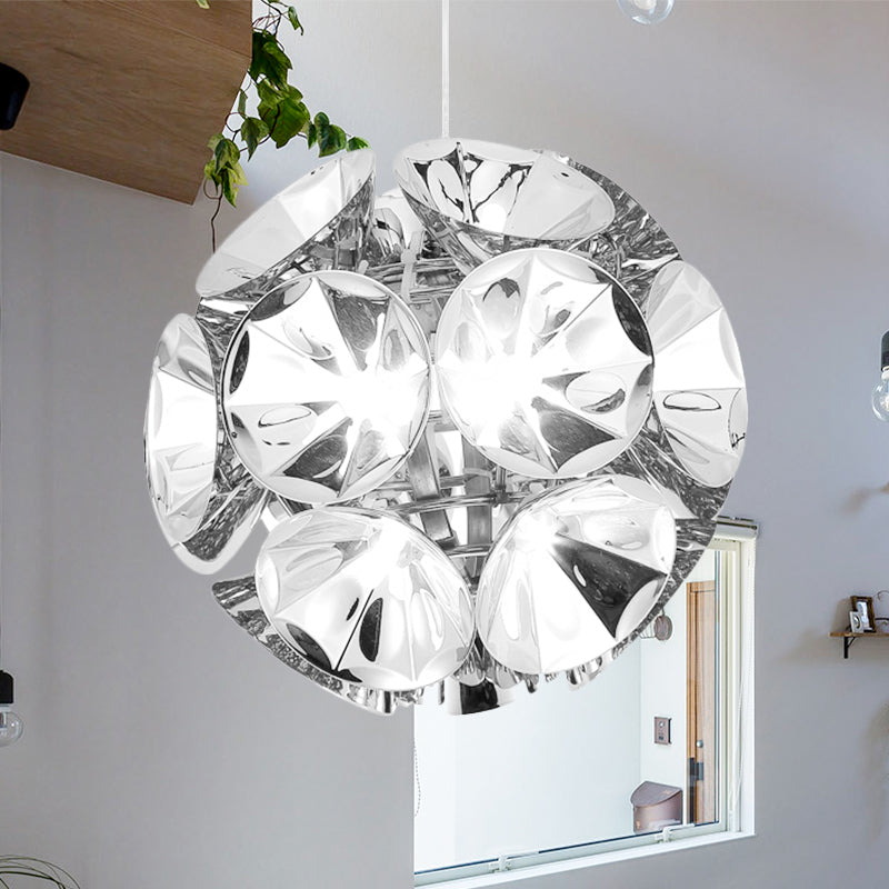 Modern Ball Pendant Light In Chrome/Gold With Led White/Warm 7’/11’ Dia Chrome / 7’ White