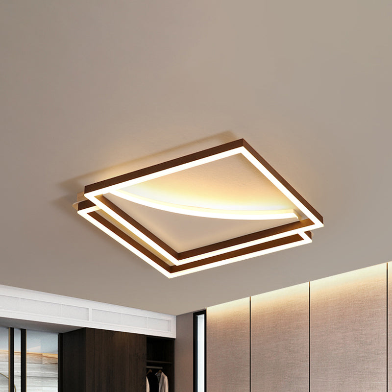 Modern Acrylic Led Ceiling Light In Coffee Brown Flush Mount Lamp With Overlapping Design Warm/White