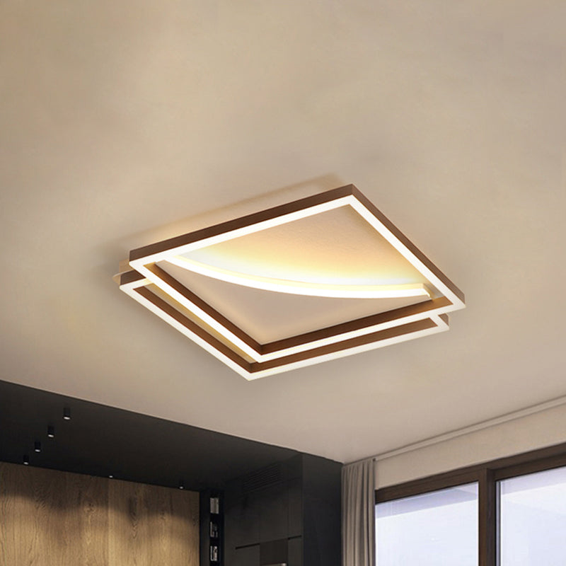 Modern Acrylic Led Ceiling Light In Coffee Brown Flush Mount Lamp With Overlapping Design