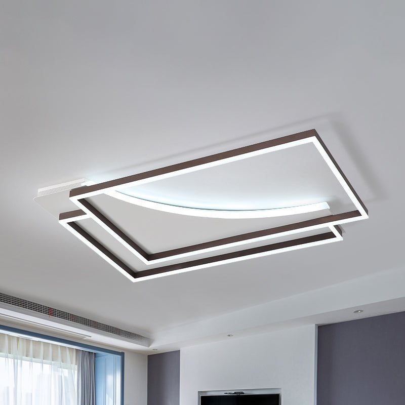Modern Acrylic Led Ceiling Light In Coffee Brown Flush Mount Lamp With Overlapping Design