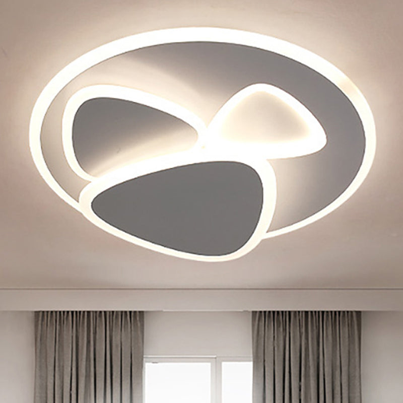 Modern Metal And Acrylic Led Flush Ceiling Light In White/Warm 19.5’/31’ Wide