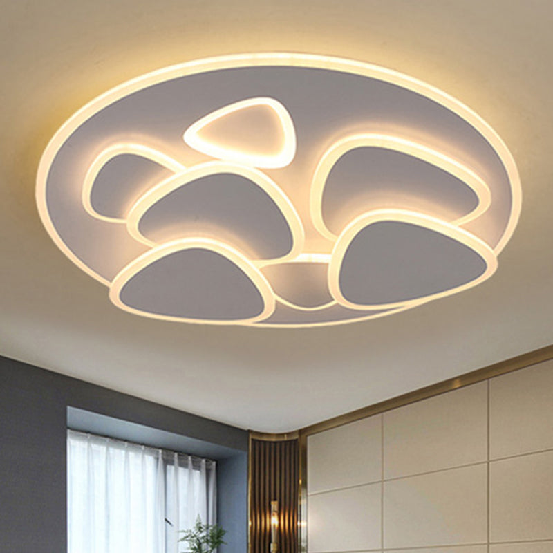 Modern Metal And Acrylic Led Flush Ceiling Light In White/Warm 19.5’/31’ Wide