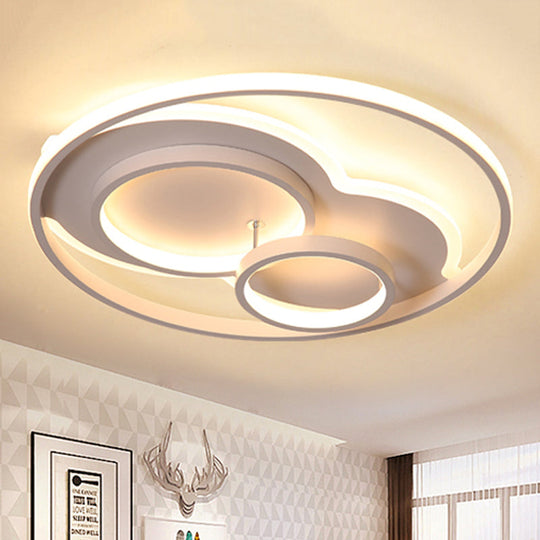 Modern Led Metal Flush Mount Ceiling Lamp In Black/White 16/19.5/23.5 Wide White/Warm Lighting
