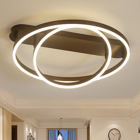 Contemporary Multi Circle Metal Flush Mount Lamp With 1/2/3 Heads White/Warm Light