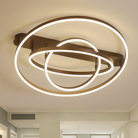 Contemporary Multi Circle Metal Flush Mount Lamp With 1/2/3 Heads White/Warm Light