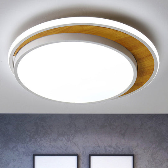 Contemporary Black/White Led Circle Flush Mount Ceiling Light Metal Fixture In White/Warm