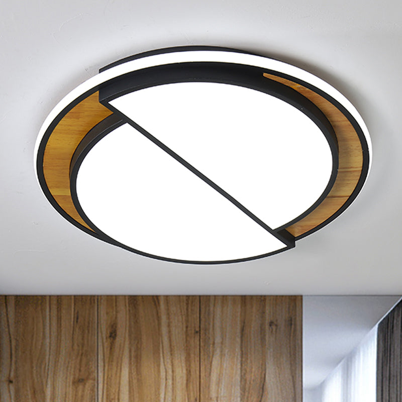 Modern Led Flush Mount Light In Black/White With White/Warm Glow 16.5’/20.5’ Wide