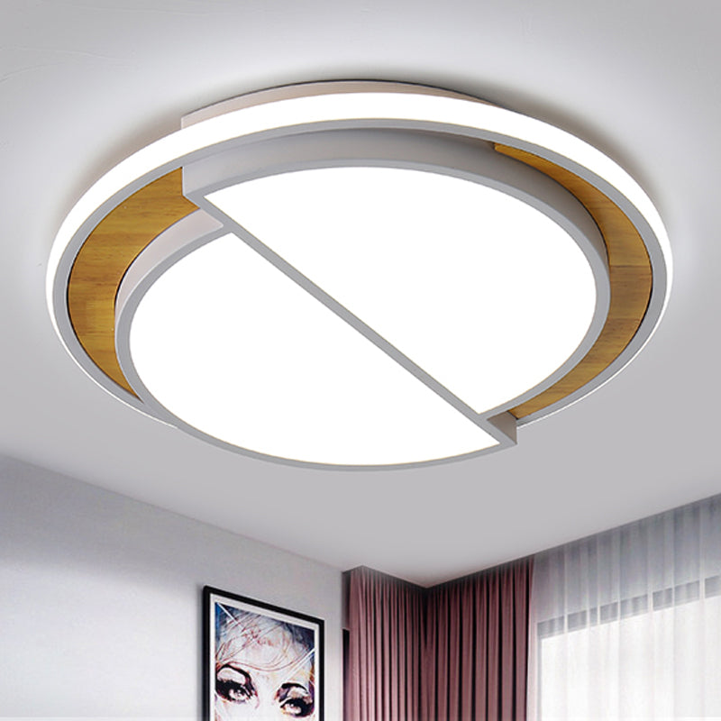 Modern Led Flush Mount Light In Black/White With White/Warm Glow 16.5’/20.5’ Wide