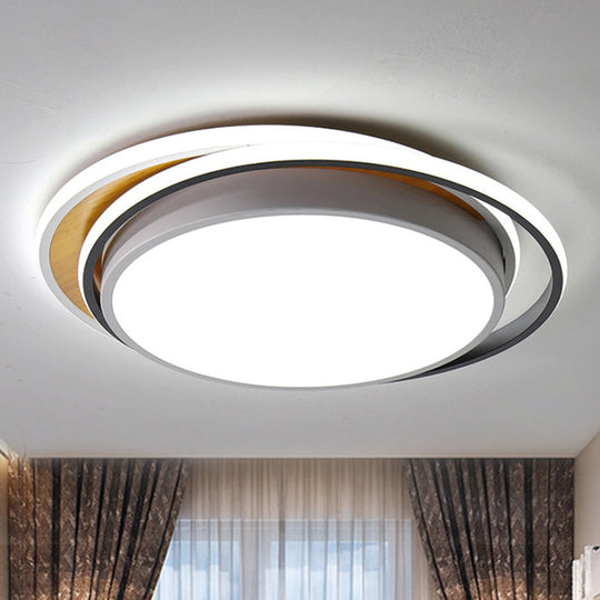 Modern Metal Led Flush Mount Ceiling Light In Black/White - White/Warm 19’/23’ Wide White / 19’ Warm