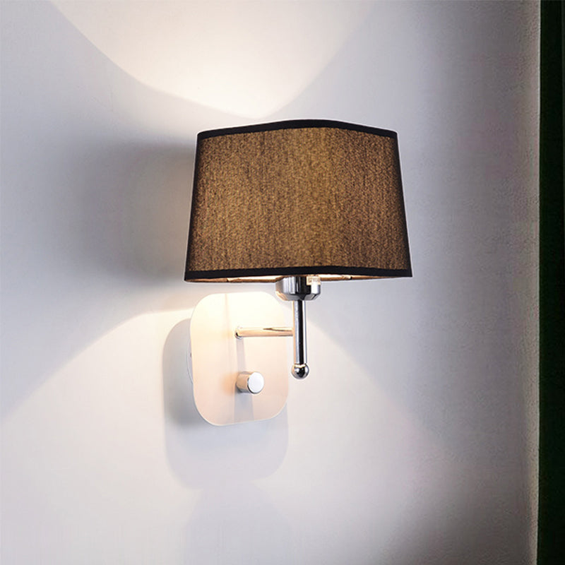 Modern Black And Beige Tapered Wall Sconce With 1 Light Backplate / White