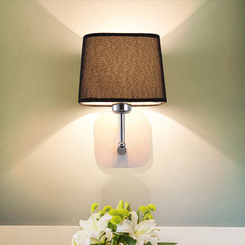 Modern Black And Beige Tapered Wall Sconce With 1 Light Backplate