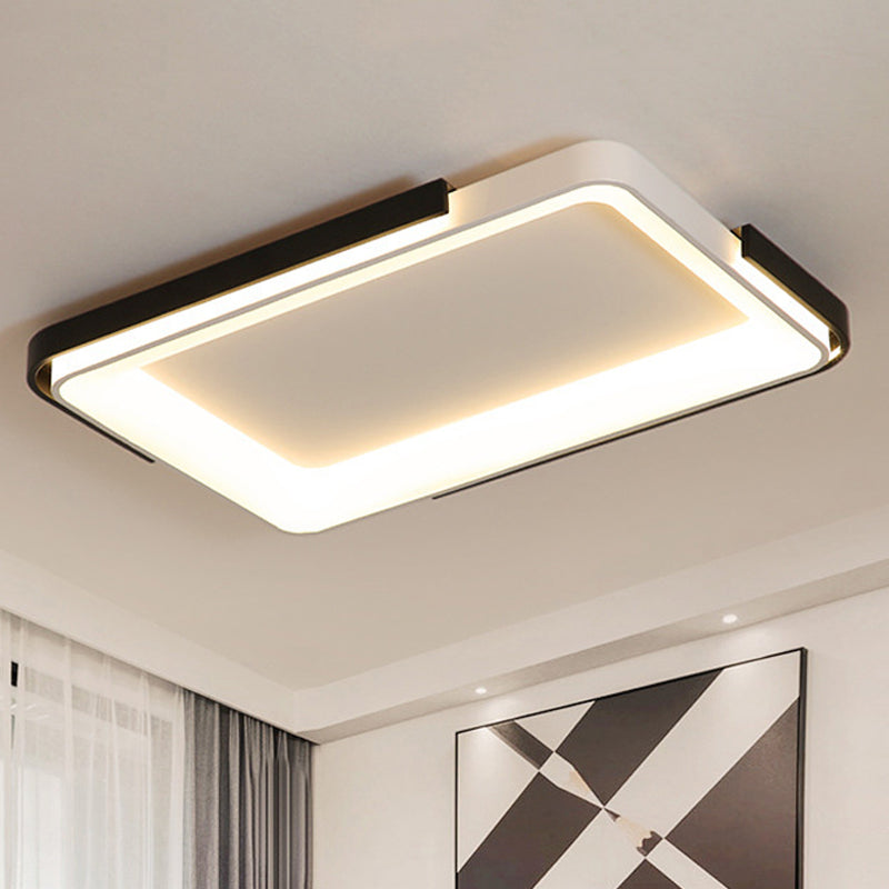 Simple Metal Led Flush Mount Light In White/Warm - Rectangular/Square Ceiling Fixture 18’/35.5’