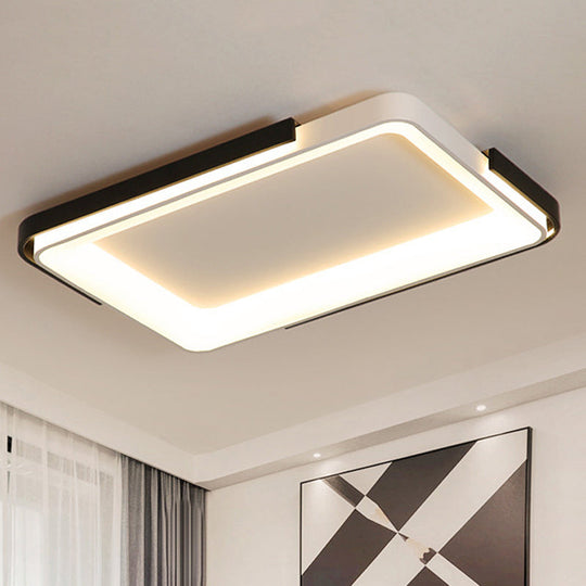Simple Metal Led Flush Mount Light In White/Warm - Rectangular/Square Ceiling Fixture 18’/35.5’