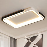 Simple Metal Led Flush Mount Light In White/Warm - Rectangular/Square Ceiling Fixture 18/35.5 Wide