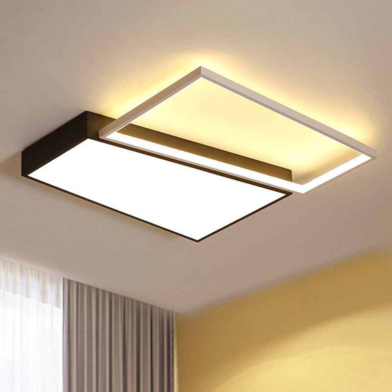 Sleek Trapezoid Flush Mount Led Metal Ceiling Light In White/Warm - 18/21.5 Wide