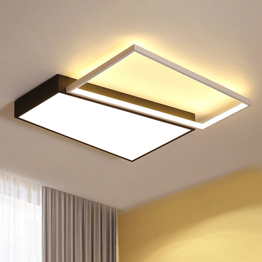 Sleek Trapezoid Flush Mount Led Metal Ceiling Light In White/Warm - 18/21.5 Wide