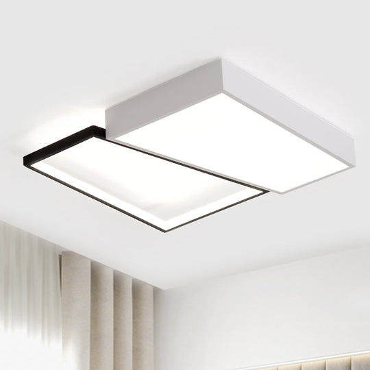 Sleek Trapezoid Flush Mount Led Metal Ceiling Light In White/Warm - 18’/21.5’ Wide White / 18’