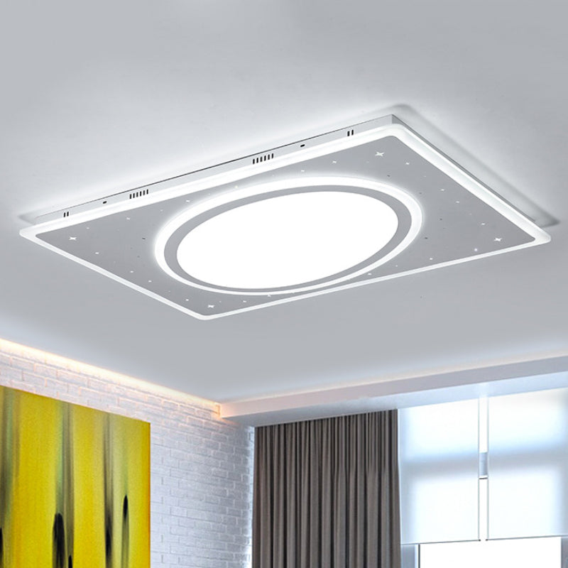 Led Square Flush Mount Ceiling Light In White/Warm With Metal Frame 21.5/23.5 Wide