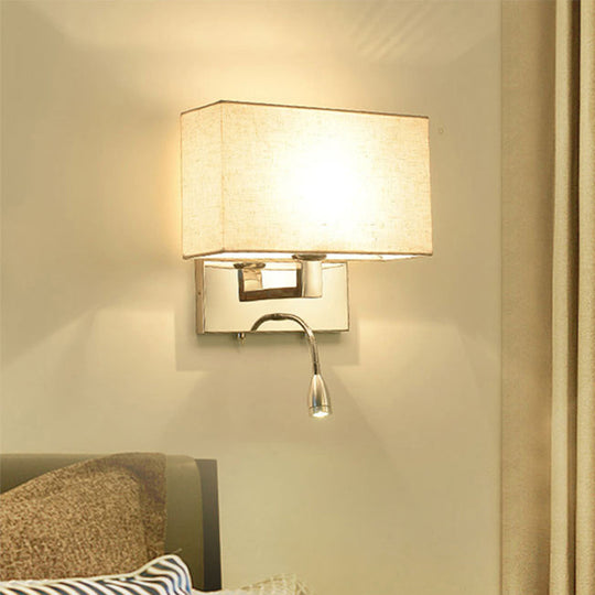 Simple Beige Fabric Led Wall Light Sconce For Bedroom / B