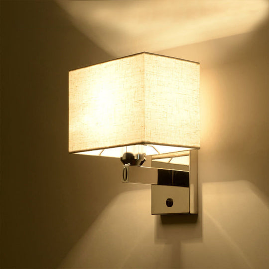 Modern Led Rectangle Wall Sconce In Chrome For Bedroom Lighting