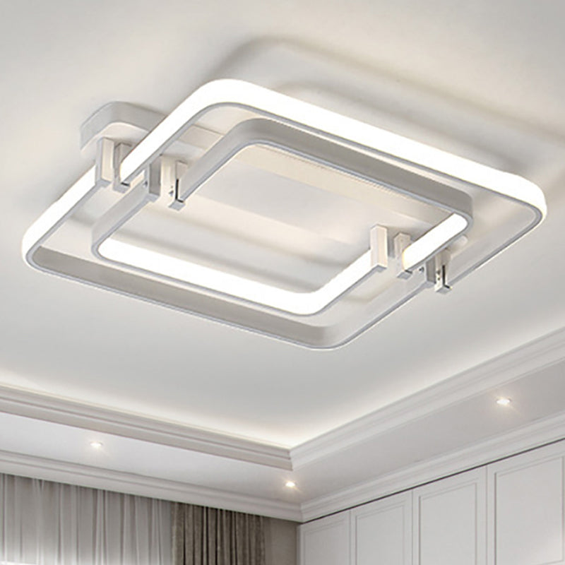 Contemporary Led Flush Ceiling Light: Round Edge Metal Black/White White/Warm Light - 18’/21.5
