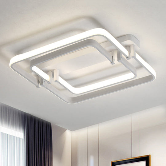 Contemporary Led Flush Ceiling Light: Round Edge Metal Black/White White/Warm Light - 18’/21.5