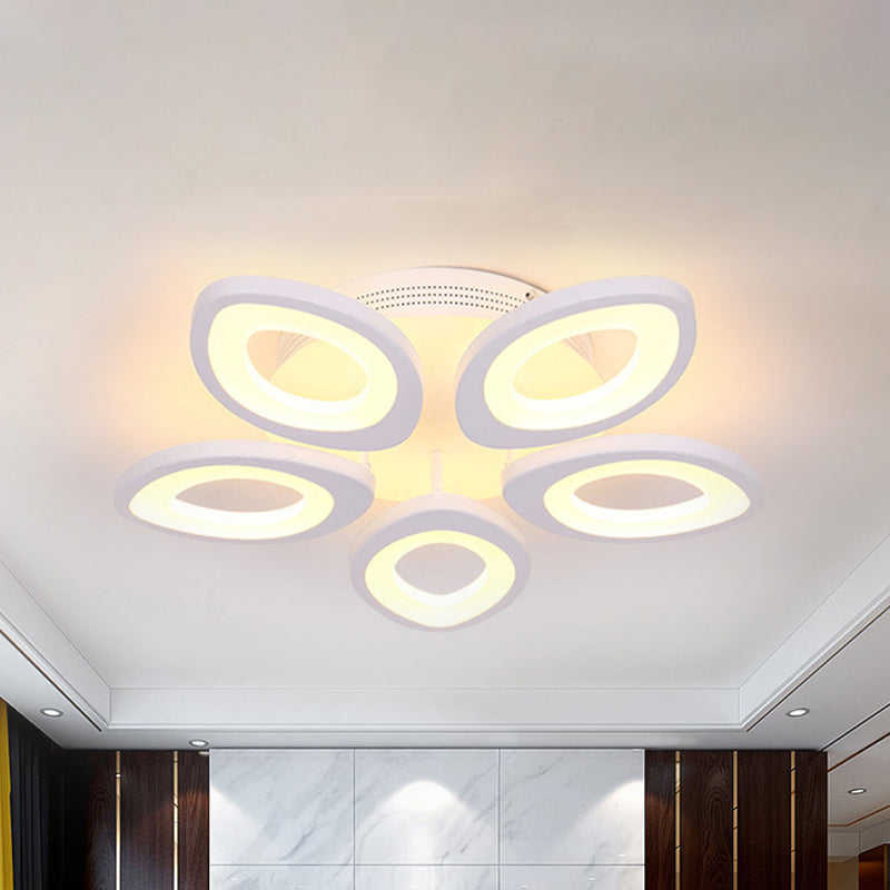 Led Flush Mount Ceiling Light With Acrylic Shade And 4/5/8 Lights In Warm/White/Natural 5 / White