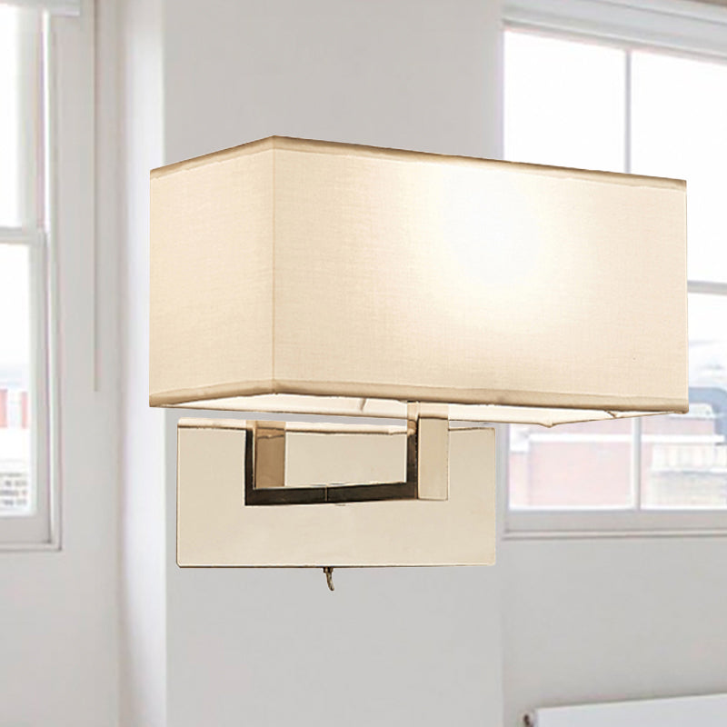 Modern White Fabric Led Wall Sconce For Bedroom Lighting