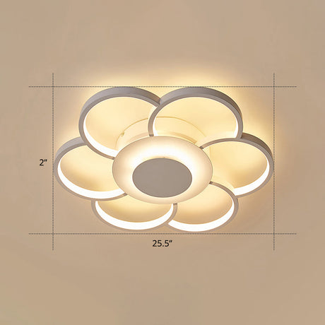 Minimalist White Led Sunflower Flushmount Ceiling Lamp For Bedroom / 25.5