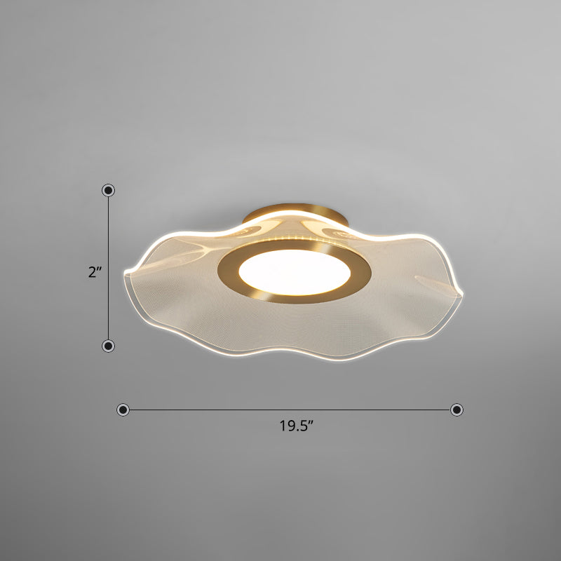 Lotus Leaf Acrylic Ceiling Light With Gold Finish And Led For Bedroom / 19.5 Remote Control Stepless