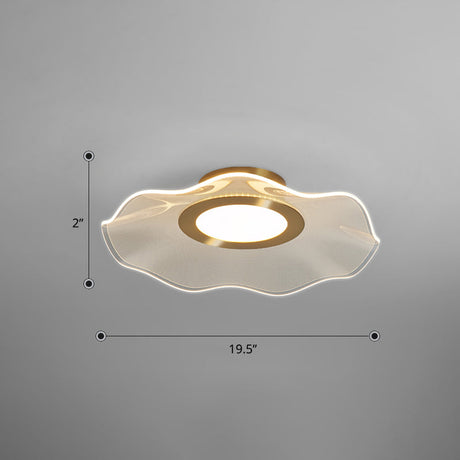 Lotus Leaf Acrylic Ceiling Light With Gold Finish And Led For Bedroom / 19.5 Remote Control Stepless