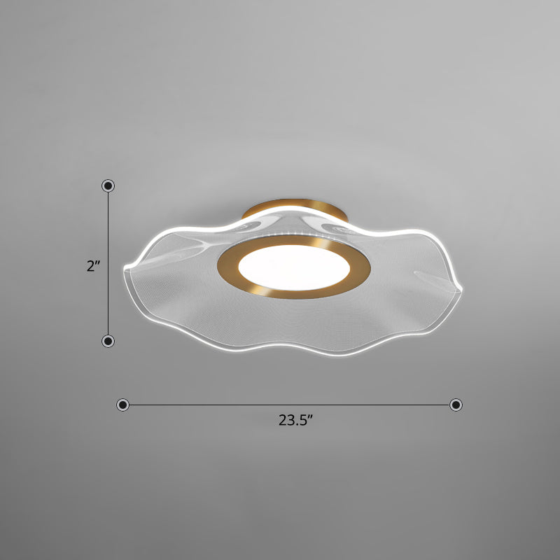 Lotus Leaf Acrylic Ceiling Light With Gold Finish And Led For Bedroom / 23.5 White