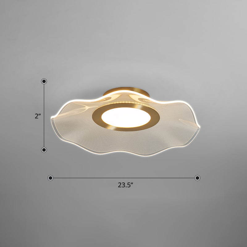 Lotus Leaf Acrylic Ceiling Light With Gold Finish And Led For Bedroom / 23.5 Warm