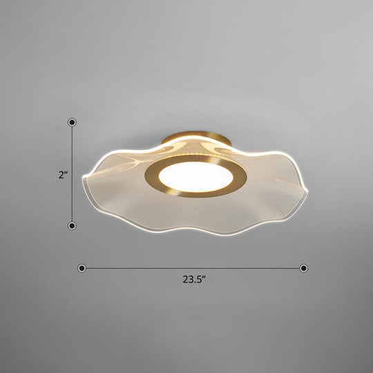 Lotus Leaf Acrylic Ceiling Light With Gold Finish And Led For Bedroom / 23.5 Third Gear