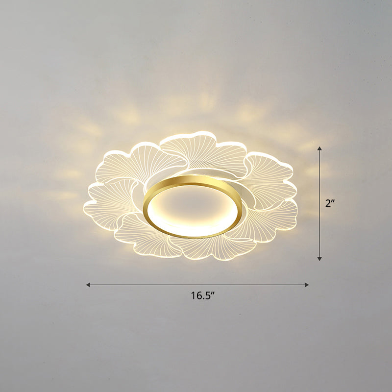 Modern Led Flower Ceiling Mount Light Fixture For Bedroom - Acrylic Flush Gold / 16.5 Remote Control