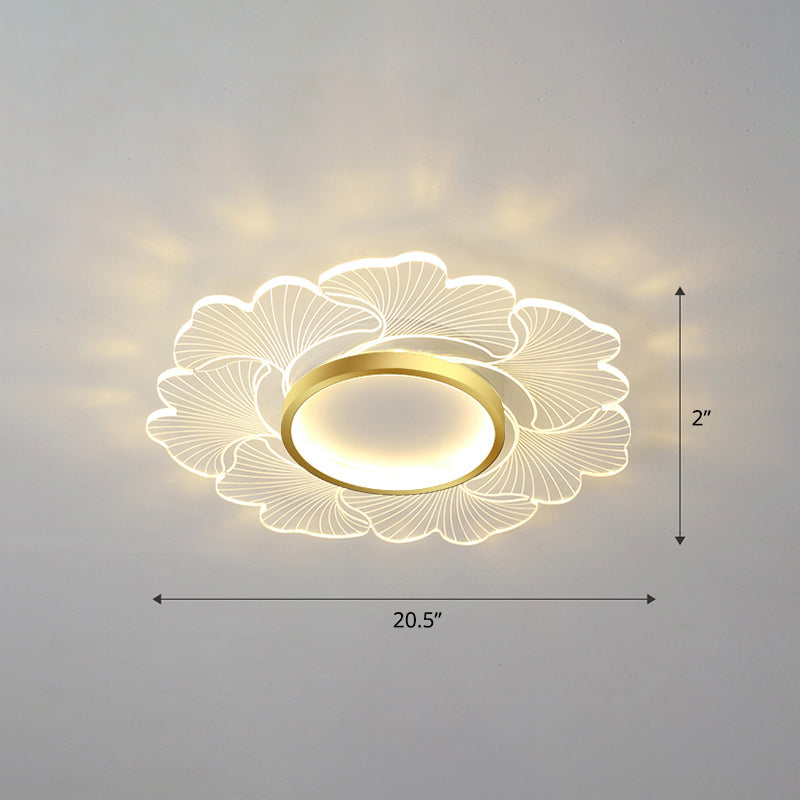 Modern Led Flower Ceiling Mount Light Fixture For Bedroom - Acrylic Flush Gold / 20.5 Third Gear