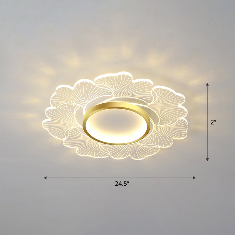 Modern Led Flower Ceiling Mount Light Fixture For Bedroom - Acrylic Flush Gold / 24.5 Third Gear