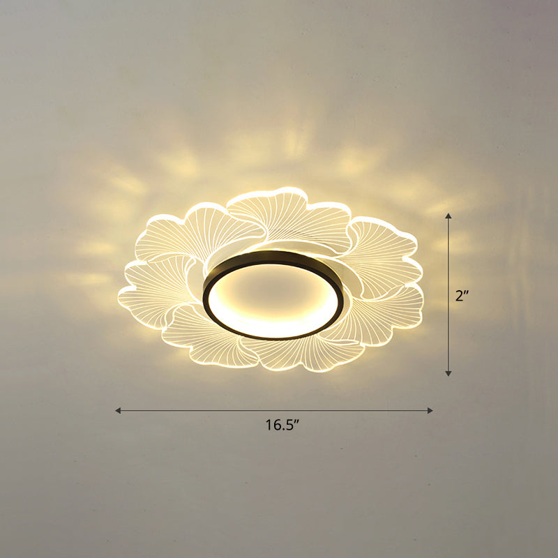 Modern Led Flower Ceiling Mount Light Fixture For Bedroom - Acrylic Flush Black / 16.5 Third Gear