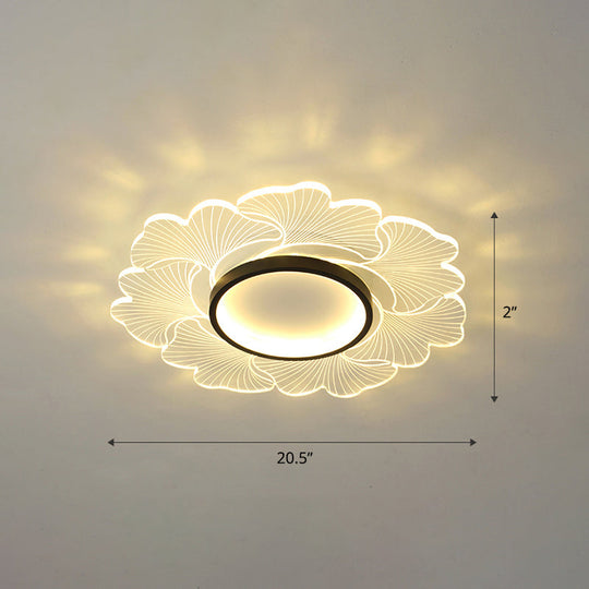Modern Led Flower Ceiling Mount Light Fixture For Bedroom - Acrylic Flush Black / 20.5 Third Gear
