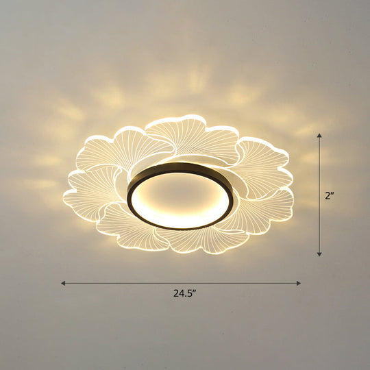 Modern Led Flower Ceiling Mount Light Fixture For Bedroom - Acrylic Flush Black / 24.5 Third Gear