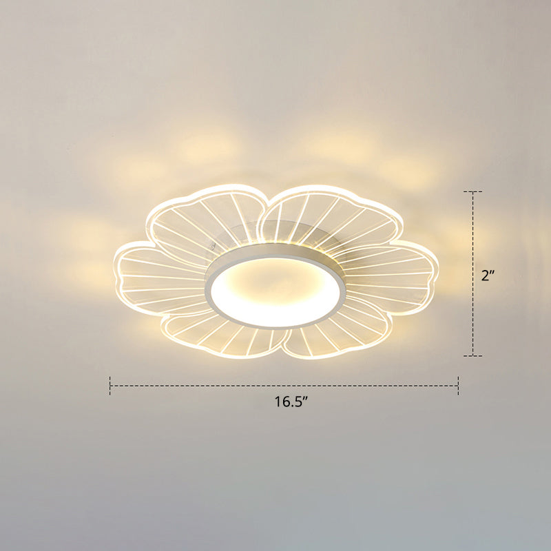 Modern Led Flower Ceiling Mount Light Fixture For Bedroom - Acrylic Flush White / 16.5 Remote