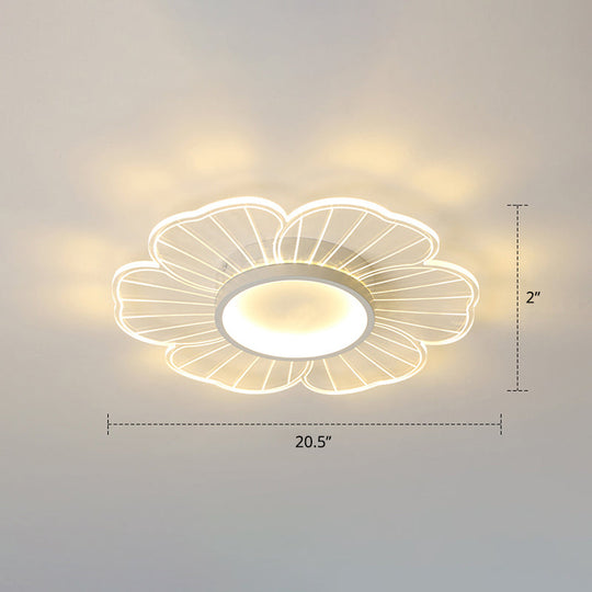 Modern Led Flower Ceiling Mount Light Fixture For Bedroom - Acrylic Flush White / 20.5 Remote
