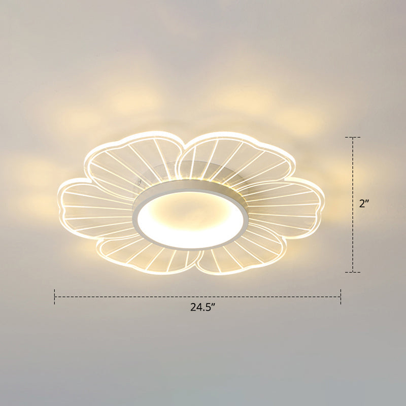 Modern Led Flower Ceiling Mount Light Fixture For Bedroom - Acrylic Flush White / 24.5 Third Gear