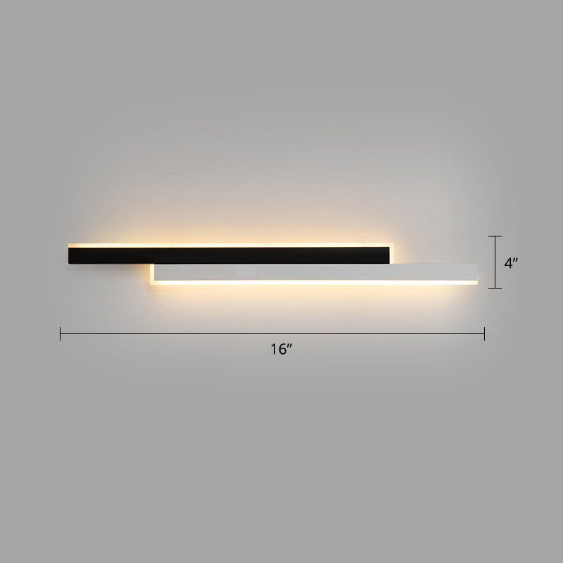 Minimalist Black And White Linear Led Wall Light - Modern Metal Flush Mount Sconce For Corridor