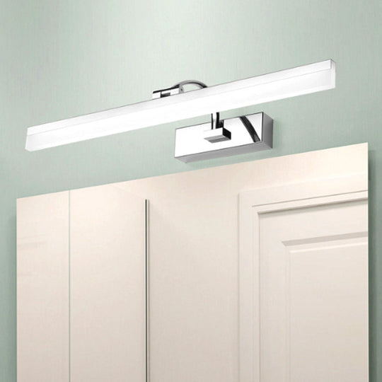 Contemporary Led Vanity Light Slim Acrylic Design Chrome Finish Wall Mounted Bathroom Lamp (16/19.5
