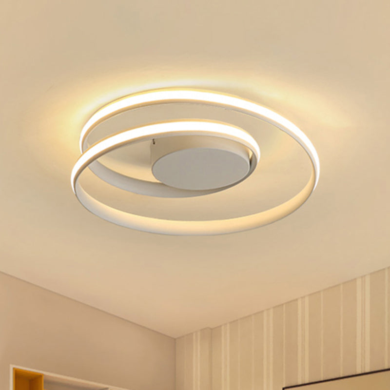 Simple Acrylic Led Loop Ceiling Lamp In Black/White - 18’/23.5’ Wide Flush Light Fixture With