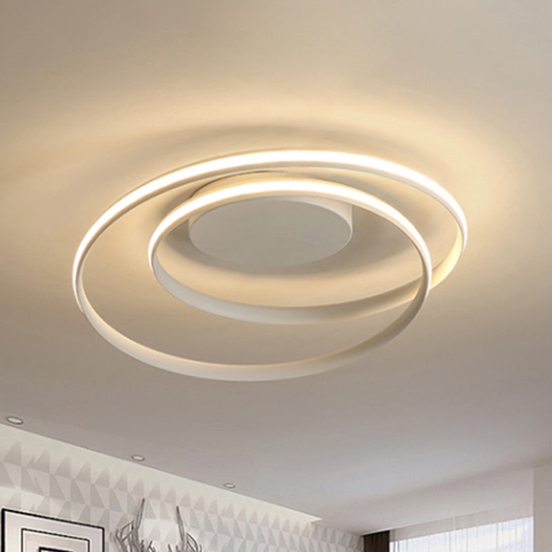 Simple Acrylic Led Loop Ceiling Lamp In Black/White - 18’/23.5’ Wide Flush Light Fixture With