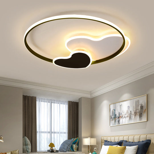 Heart - Shaped Led Ceiling Light With Black & White Acrylic And Metal Rim